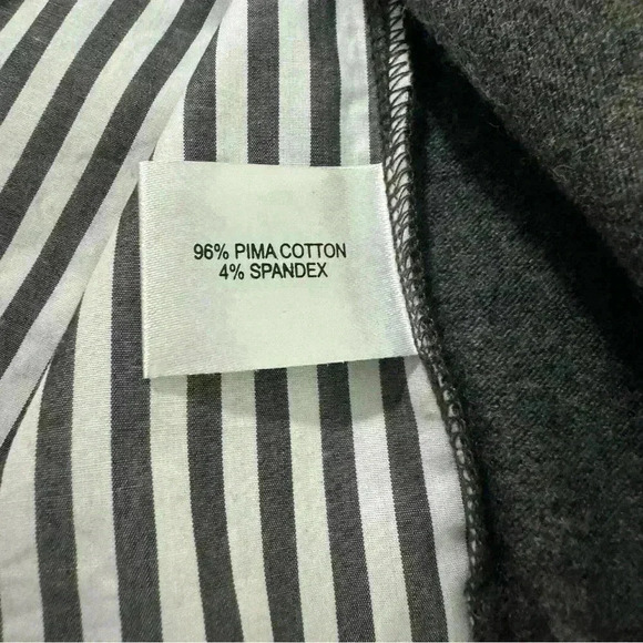 E.L.I. Small Pima Cotton Long Sleeve Pullover V Neck with Pockets Black & White - Picture 10 of 11